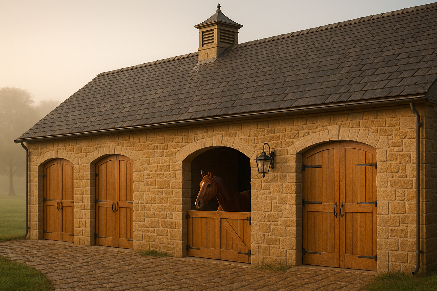 Estate wall and stable massing