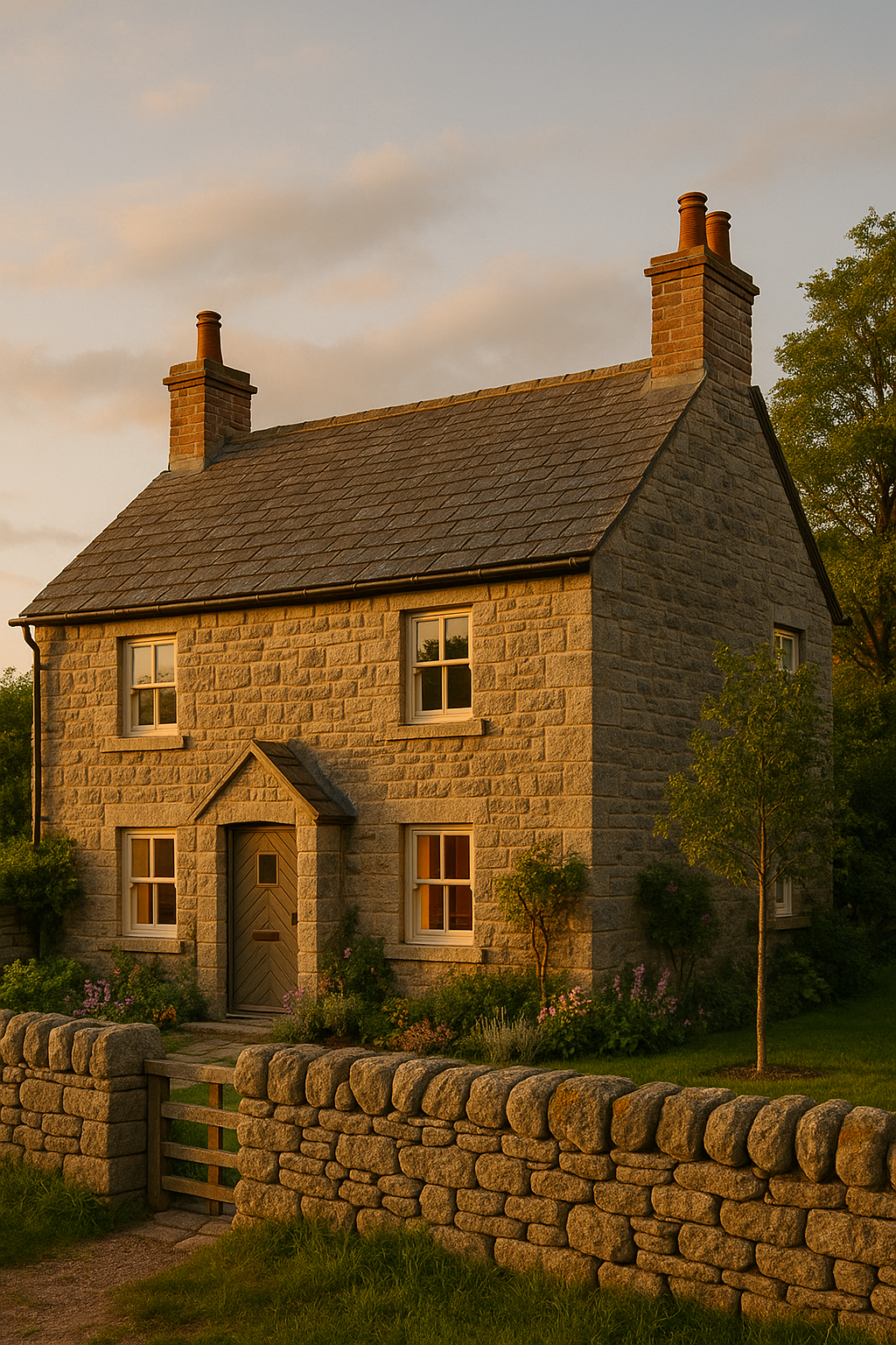 Stone cottage and grade management